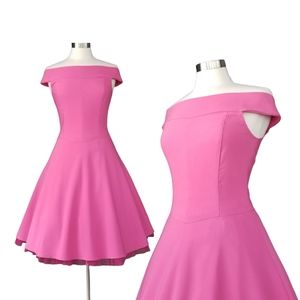 RUBY ROX Neon Pink Swing Dress Vintage Style Retro Party Pinup Dress Medium